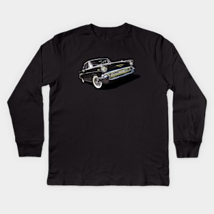 1957 chevrolet bel air in black Kids Long Sleeve T-Shirt